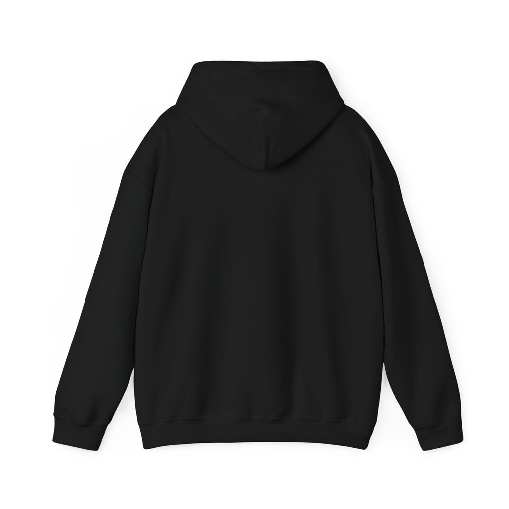 Minimal 'LOOK NOMAD' Black Block Hoodie – Modern Graphic Pullover
