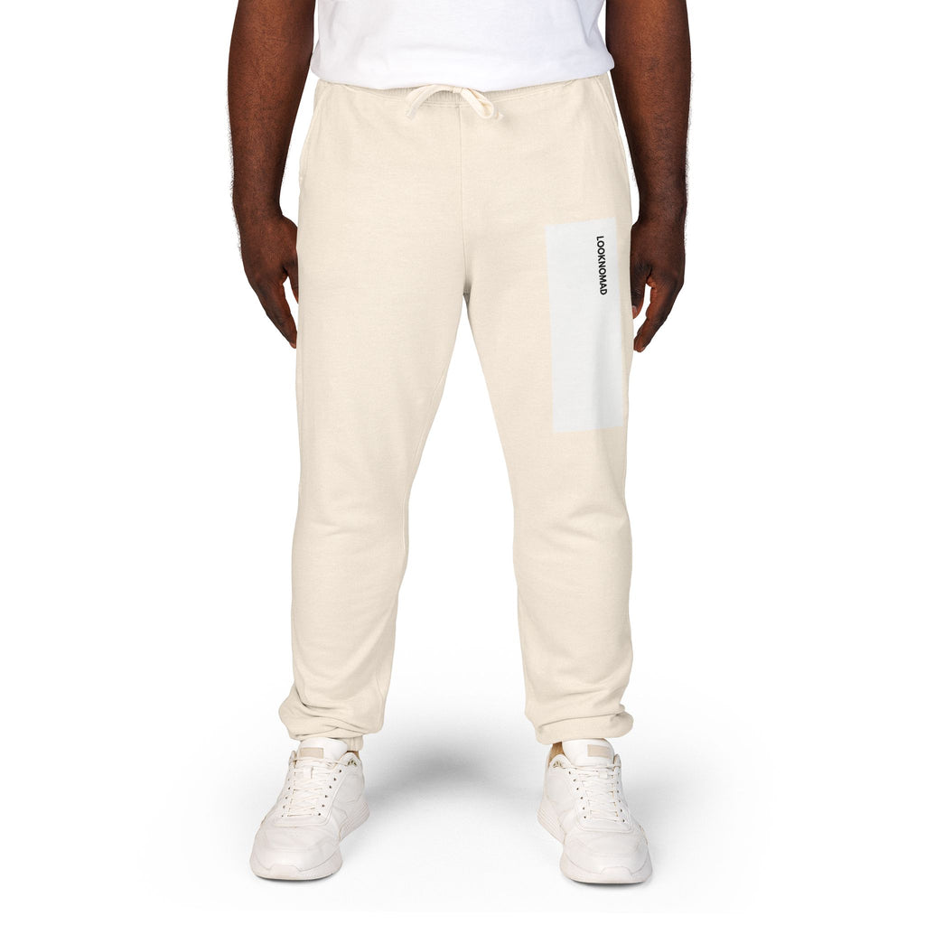 UNISEX LOOKNOMAD - Charcoal/White Garment-Dyed Fleece Sweatpants — Minimal Side Patch Lounge Joggers