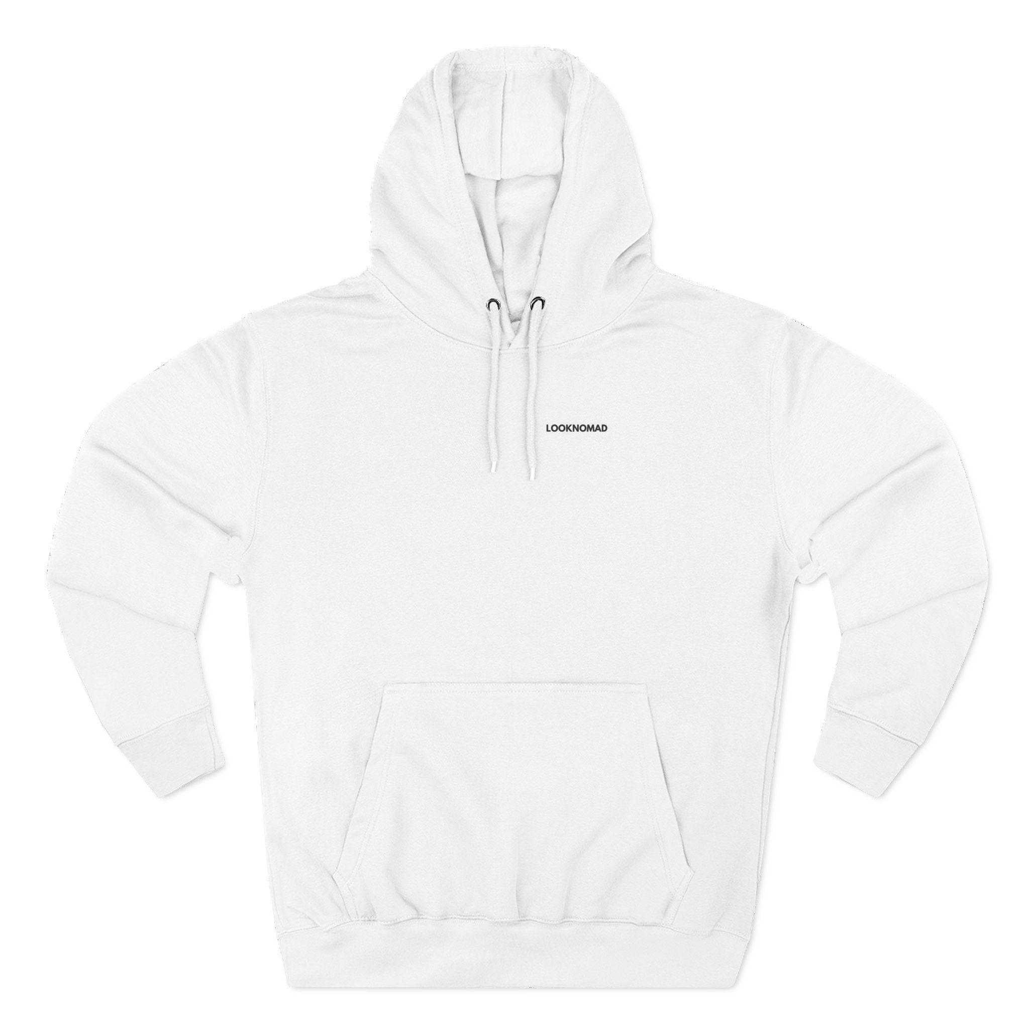 Minimal Logo Hoodie — Clean White Fleece Pullover