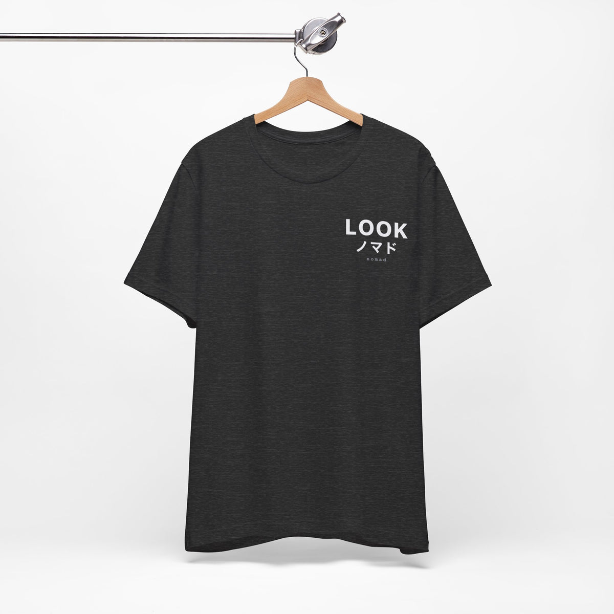 LOOK Graphic Tee — Minimal Japanese Accent Chest Print