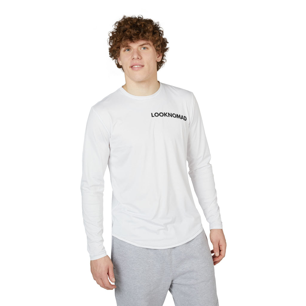 Men's UV Long Sleeve Shirt — 'LOOKNOMAD' Front & 'CHECKOUT: 10:00 AM' Back UV Protection Tee