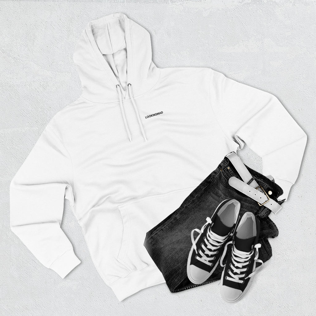 Minimal Logo Hoodie — Clean White Fleece Pullover
