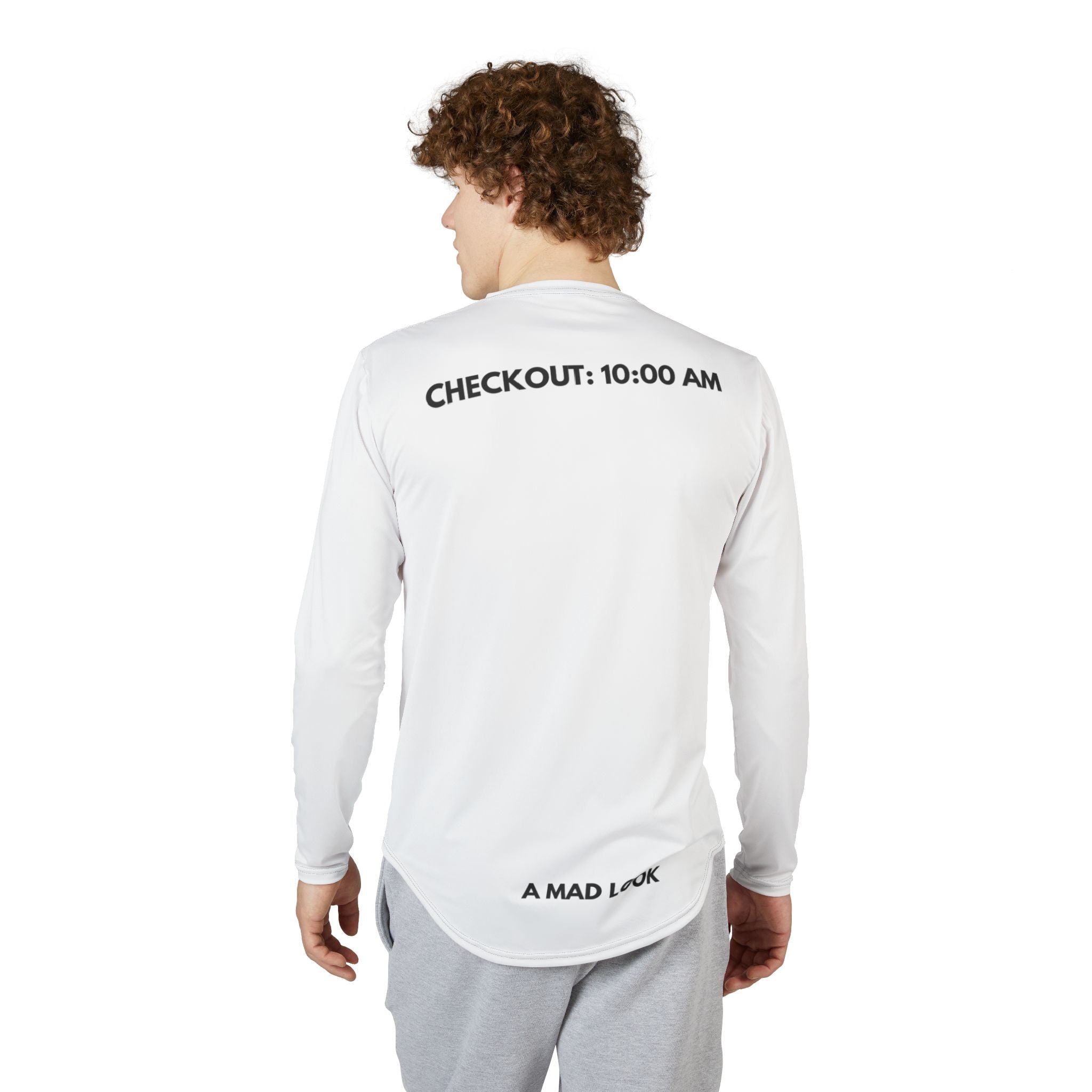 Men's UV Long Sleeve Shirt — 'LOOKNOMAD' Front & 'CHECKOUT: 10:00 AM' Back UV Protection Tee