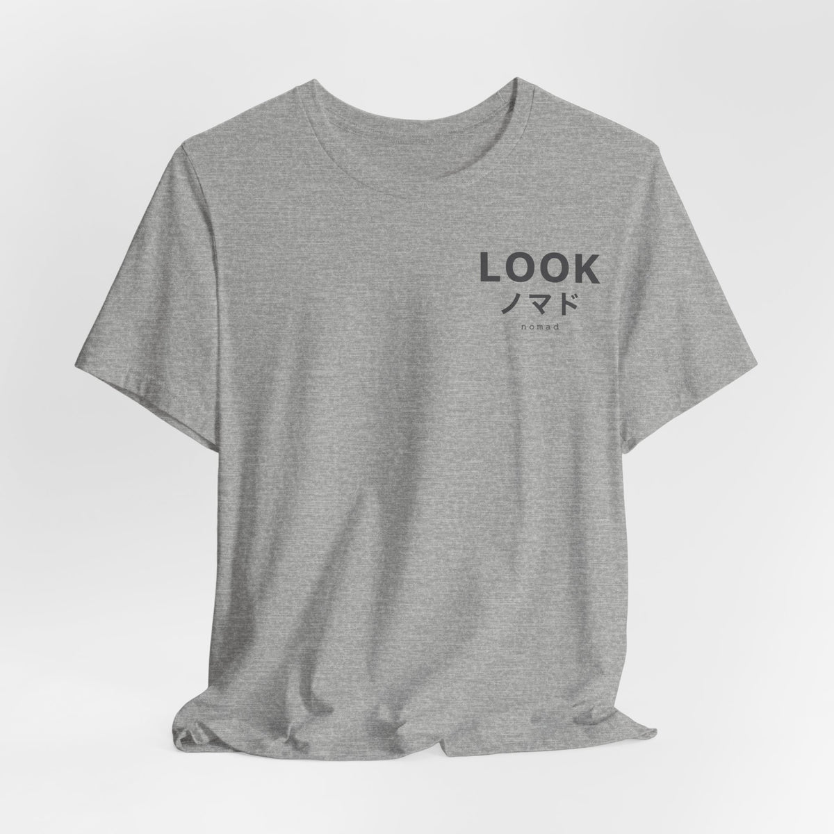 LOOK Graphic Tee — Minimal Japanese Accent Chest Print