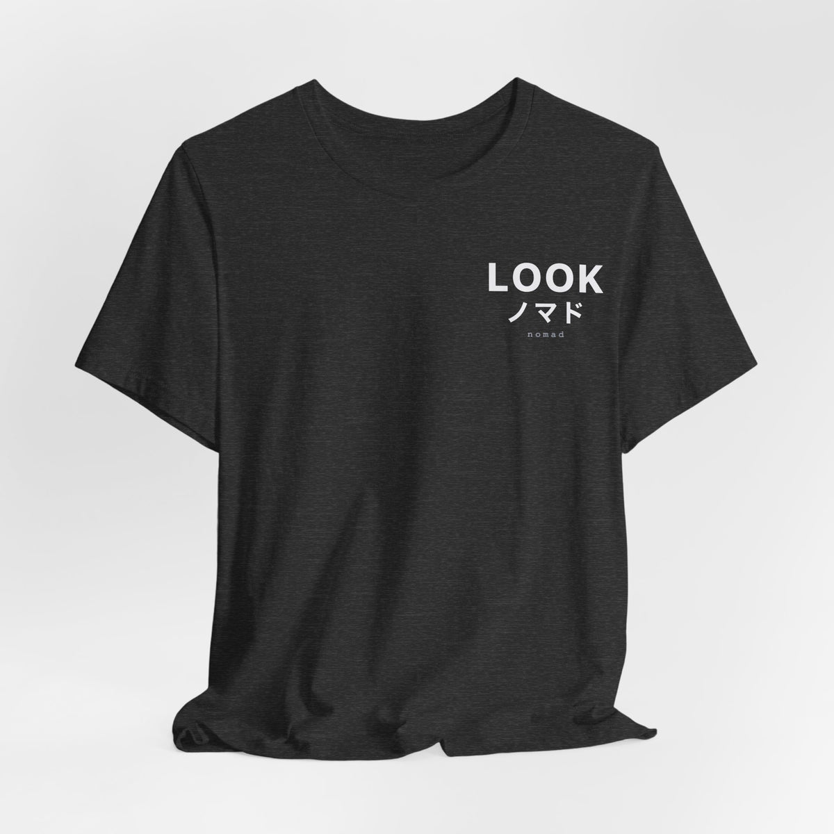 LOOK Graphic Tee — Minimal Japanese Accent Chest Print