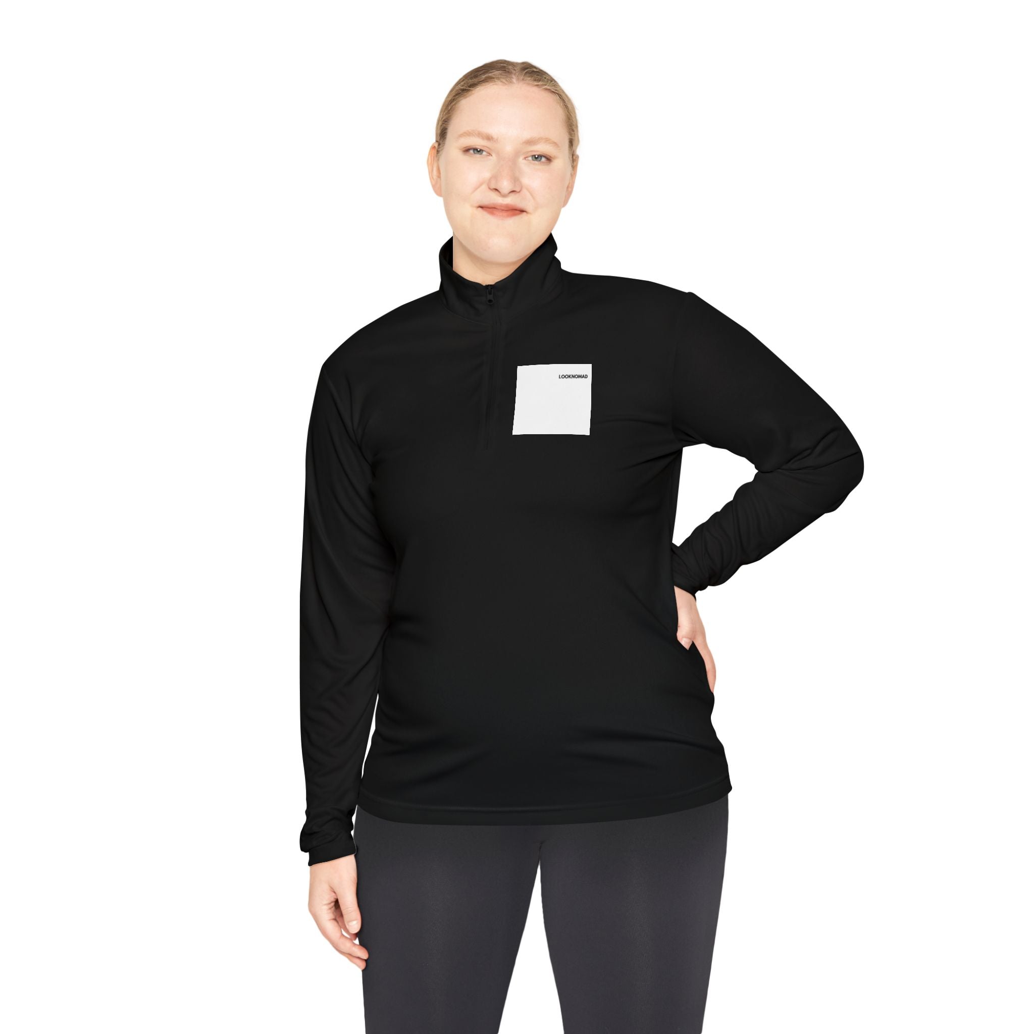 Quarter-Zip Pullover — Minimal Back Print “CHECKOUT: 10:00 AM” Casual Pullover