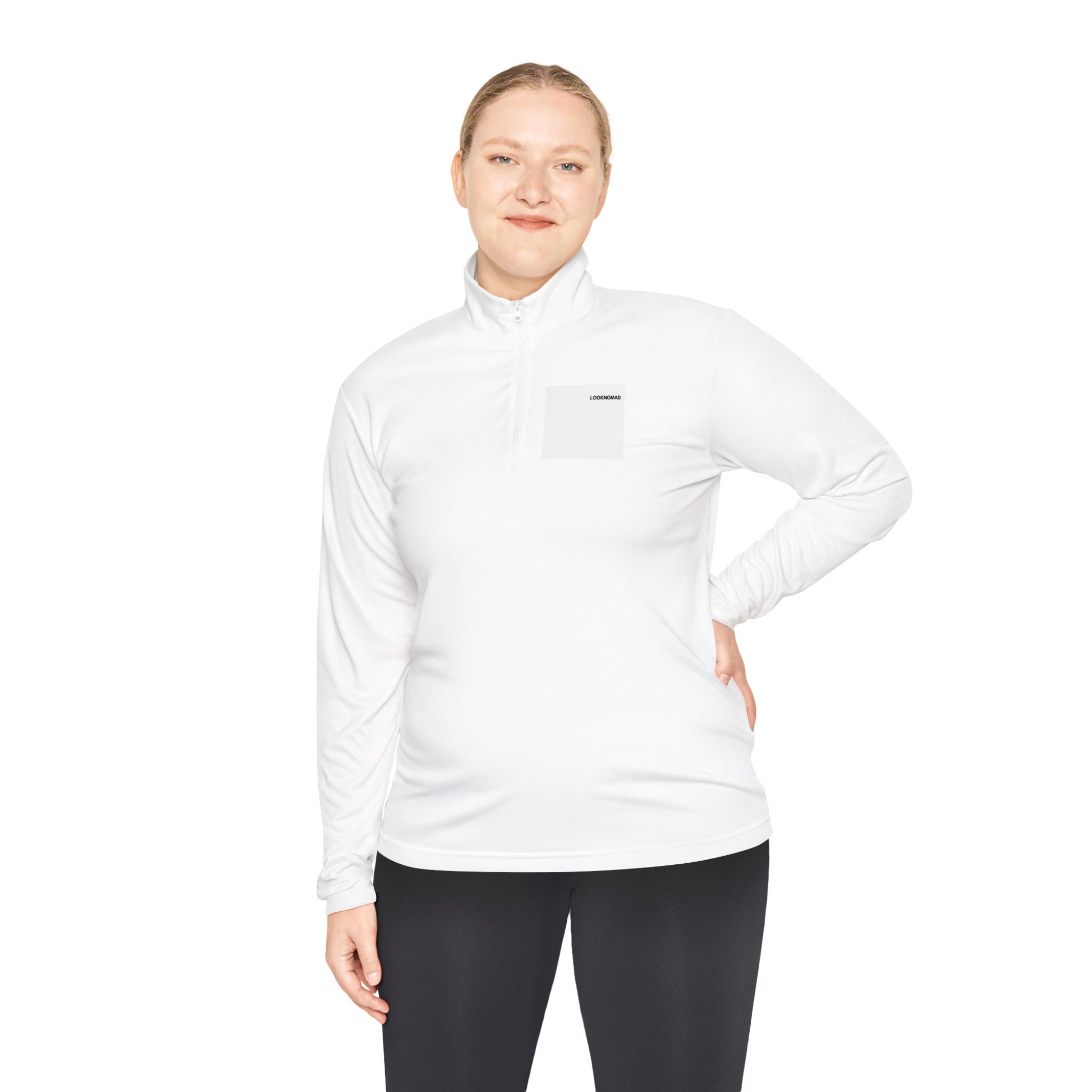 Quarter-Zip Pullover — Minimal Back Print “CHECKOUT: 10:00 AM” Casual Pullover