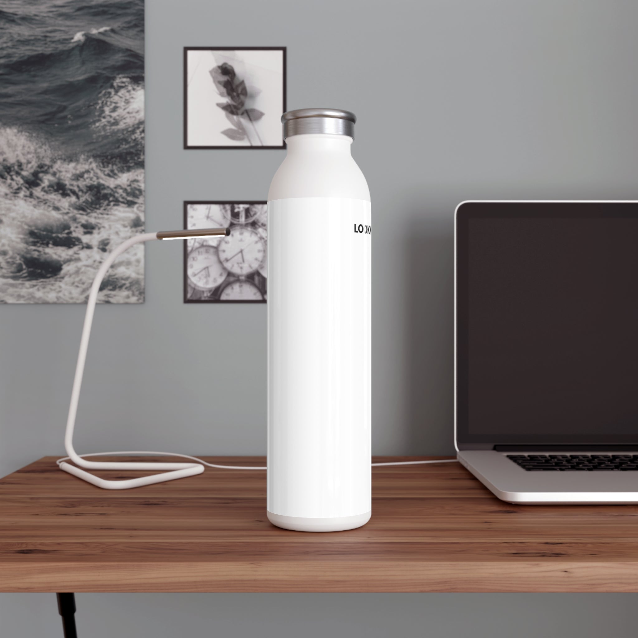 LookNomad Water Bottle — Sleek White Stainless Steel Bottle for Travel & Fitness