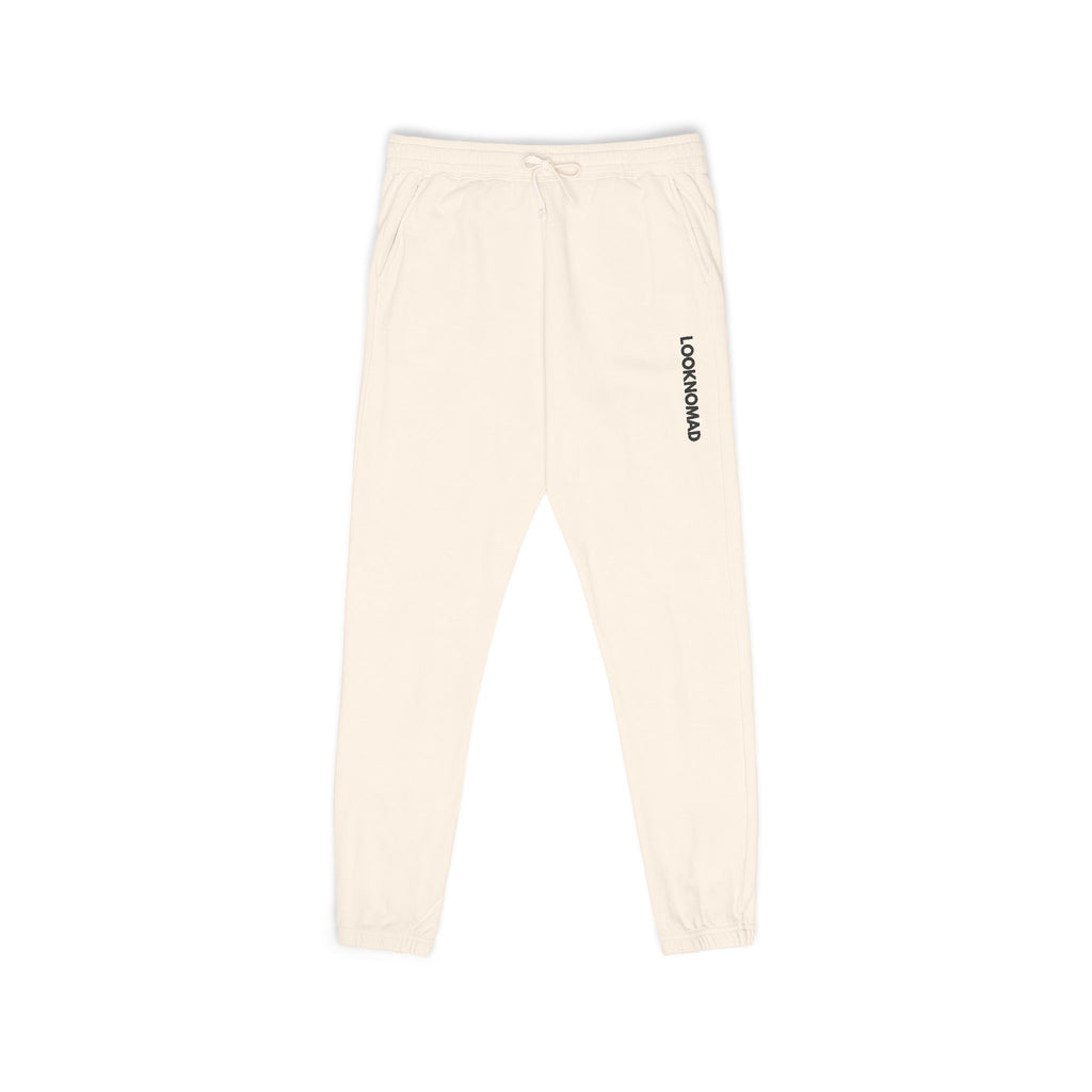 Garment-Dyed Fleece Sweatpants — Relaxed Joggers with Side Script