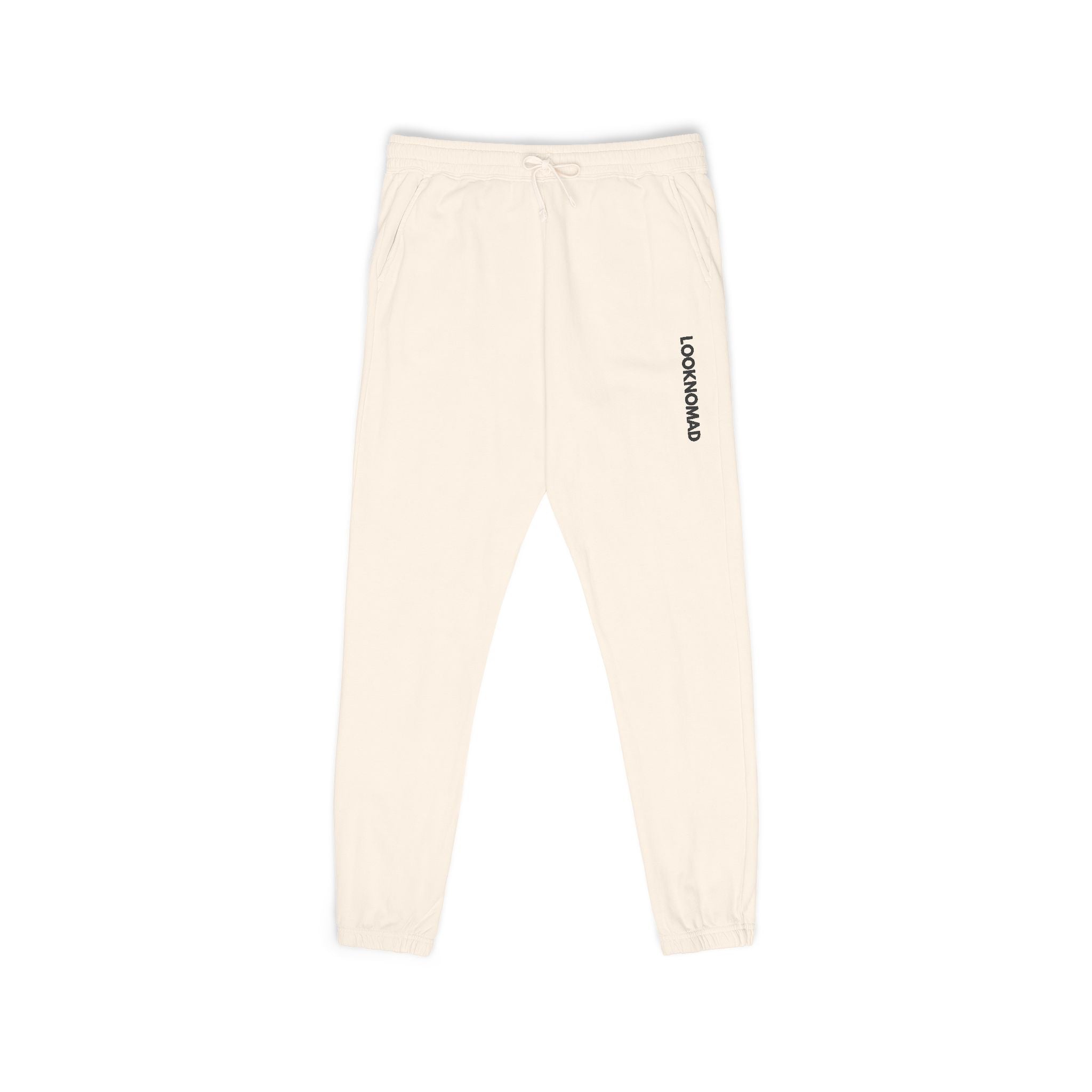 Garment-Dyed Fleece Sweatpants — Relaxed Joggers with Side Script