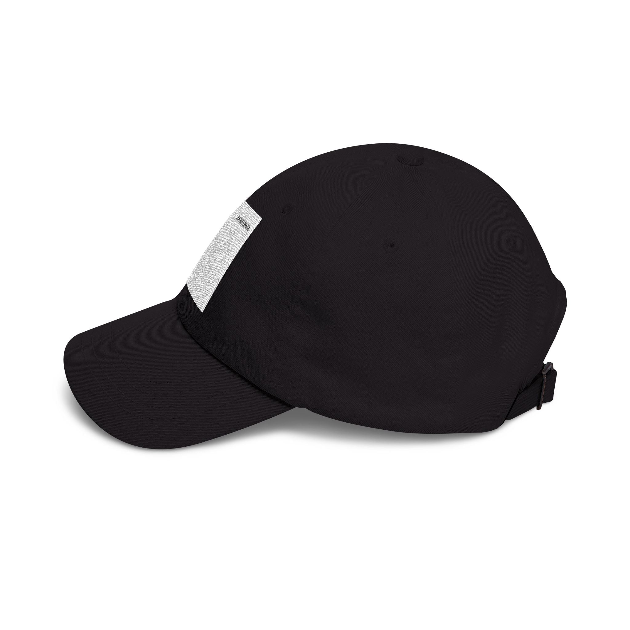 Nomad Cap — Minimal Black Embroidered Patch Hat