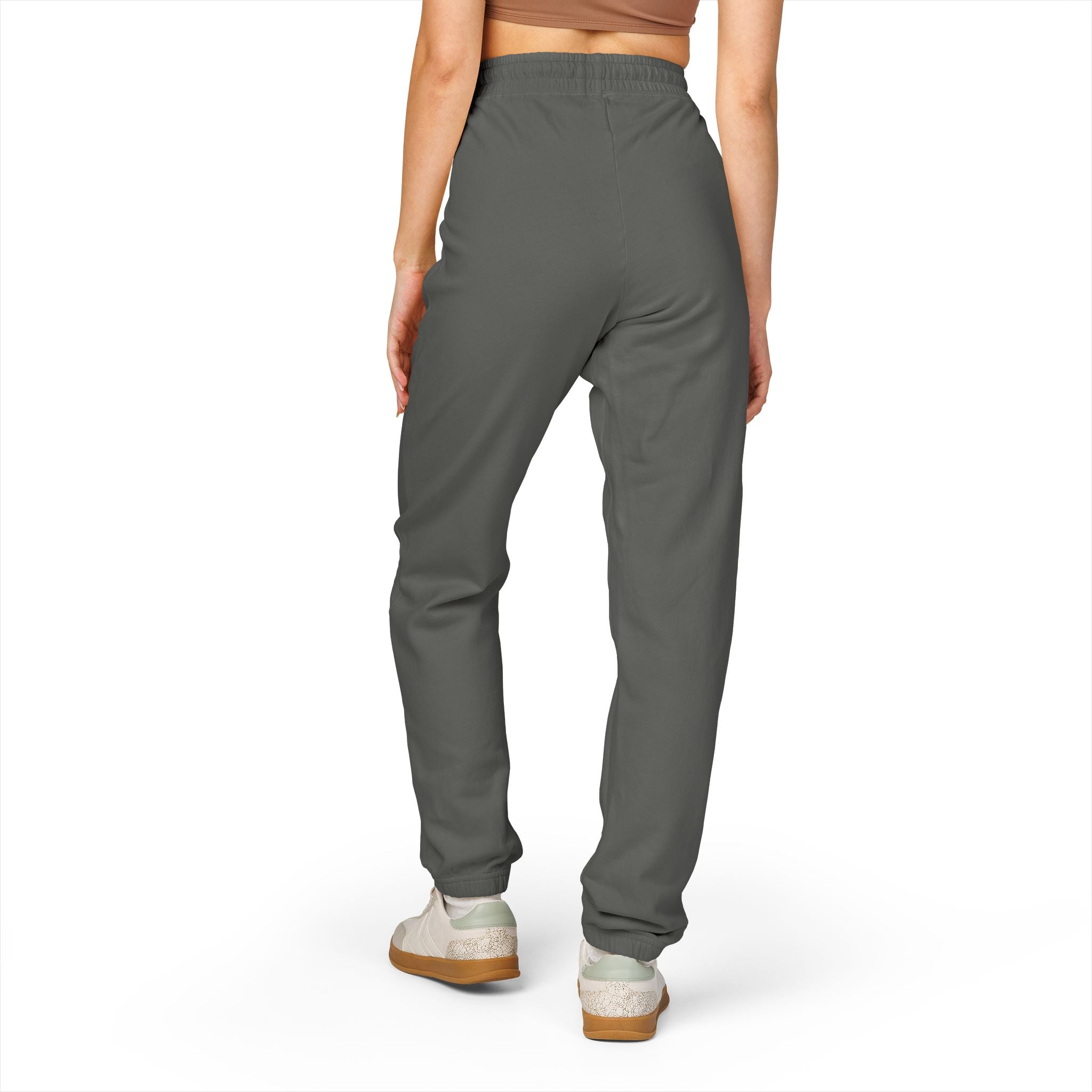 UNISEX LOOKNOMAD - Charcoal/White Garment-Dyed Fleece Sweatpants — Minimal Side Patch Lounge Joggers