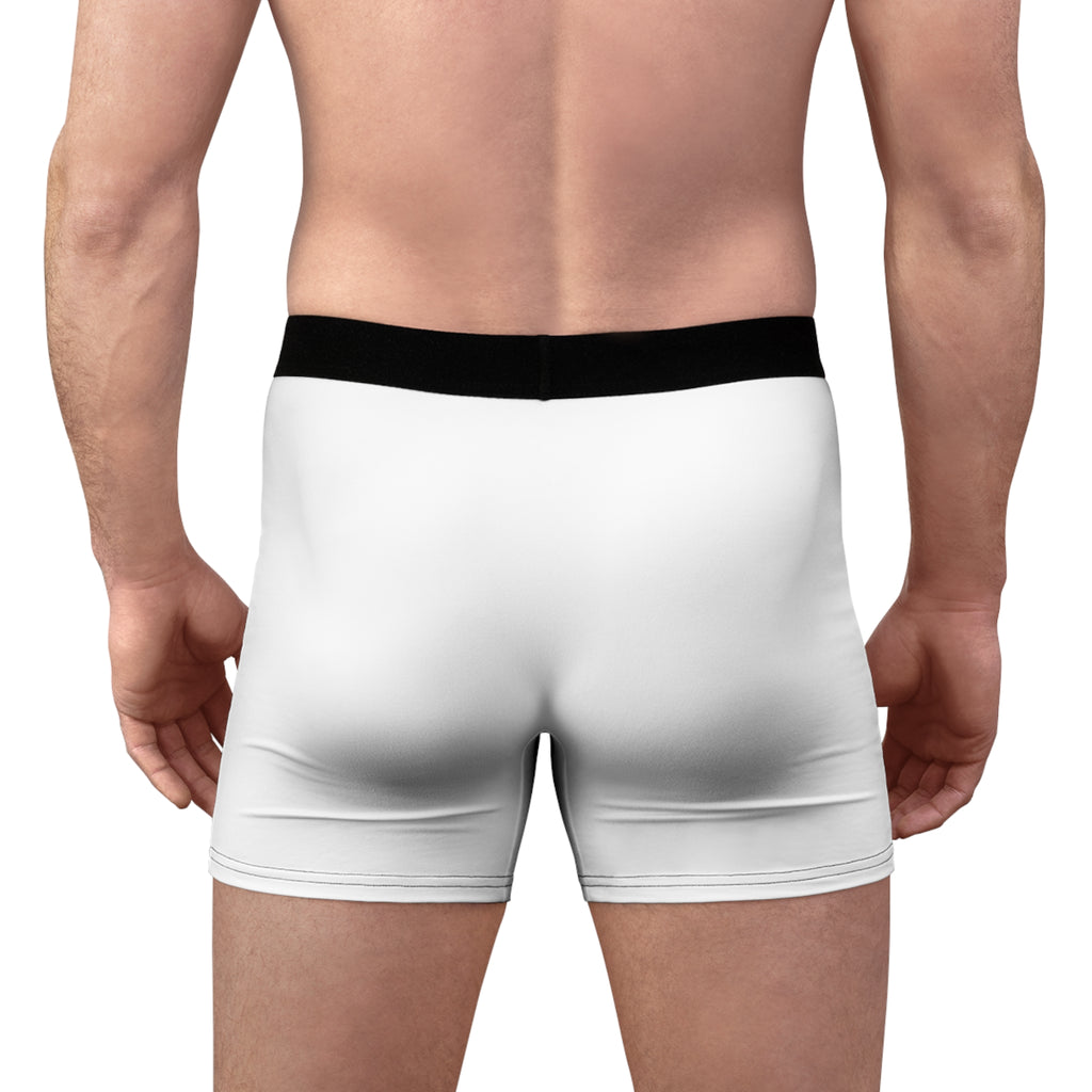 Men's White Boxer Briefs — Minimal Logo All-Over Print
