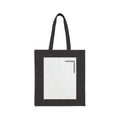 Canvas Tote Bag — Minimalist White Square Design with 'LOOKINGMAD' Accent
