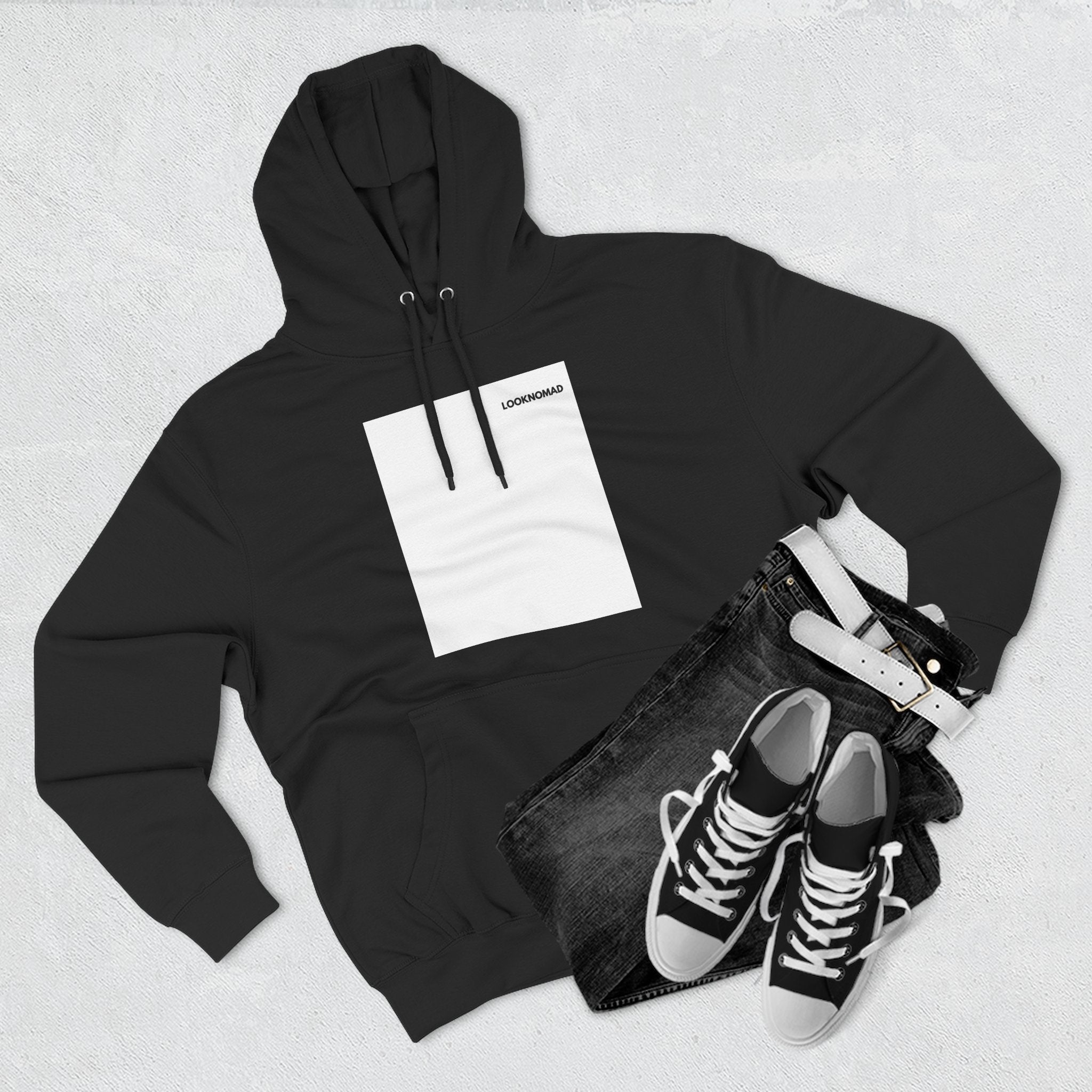 Minimal Logo Hoodie — Clean White Fleece Pullover