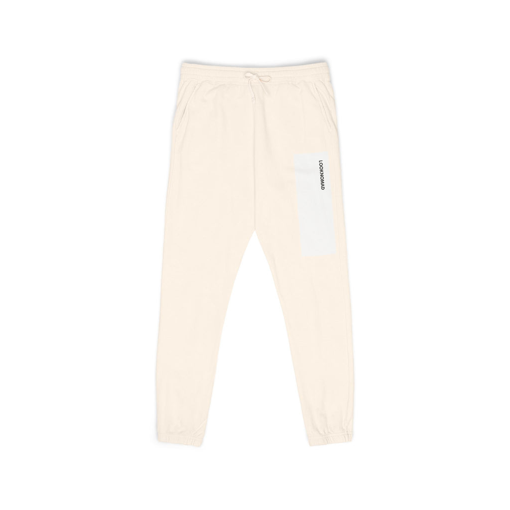 UNISEX LOOKNOMAD - Charcoal/White Garment-Dyed Fleece Sweatpants — Minimal Side Patch Lounge Joggers