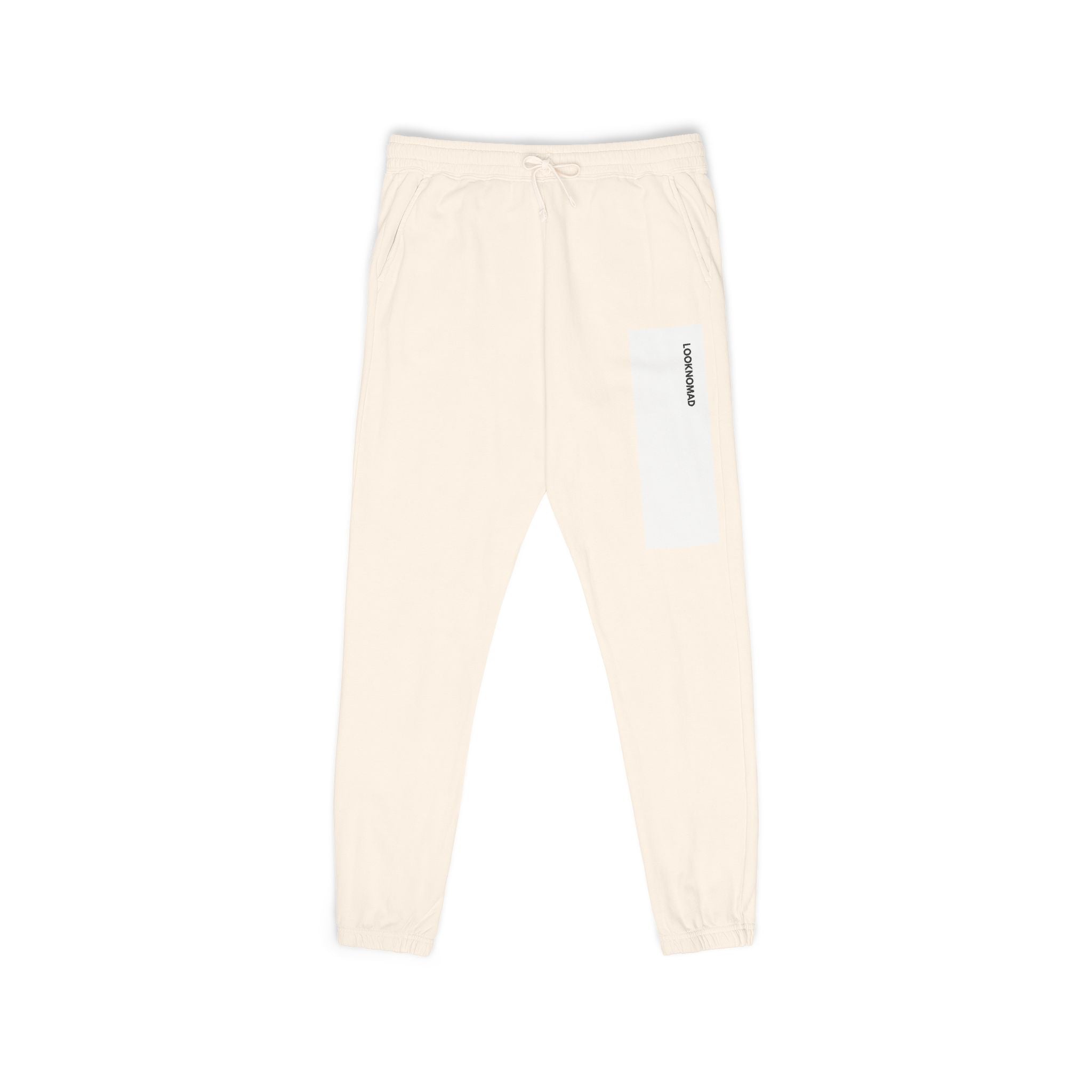 UNISEX LOOKNOMAD - Charcoal/White Garment-Dyed Fleece Sweatpants — Minimal Side Patch Lounge Joggers