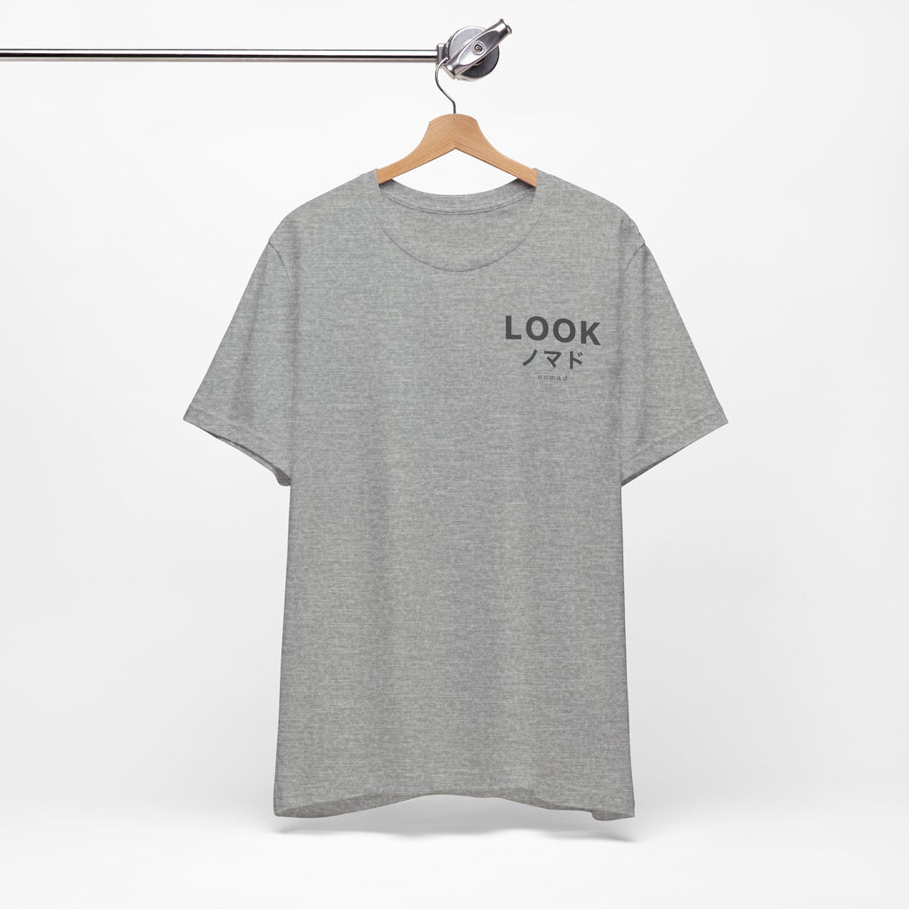 LOOK Graphic Tee — Minimal Japanese Accent Chest Print