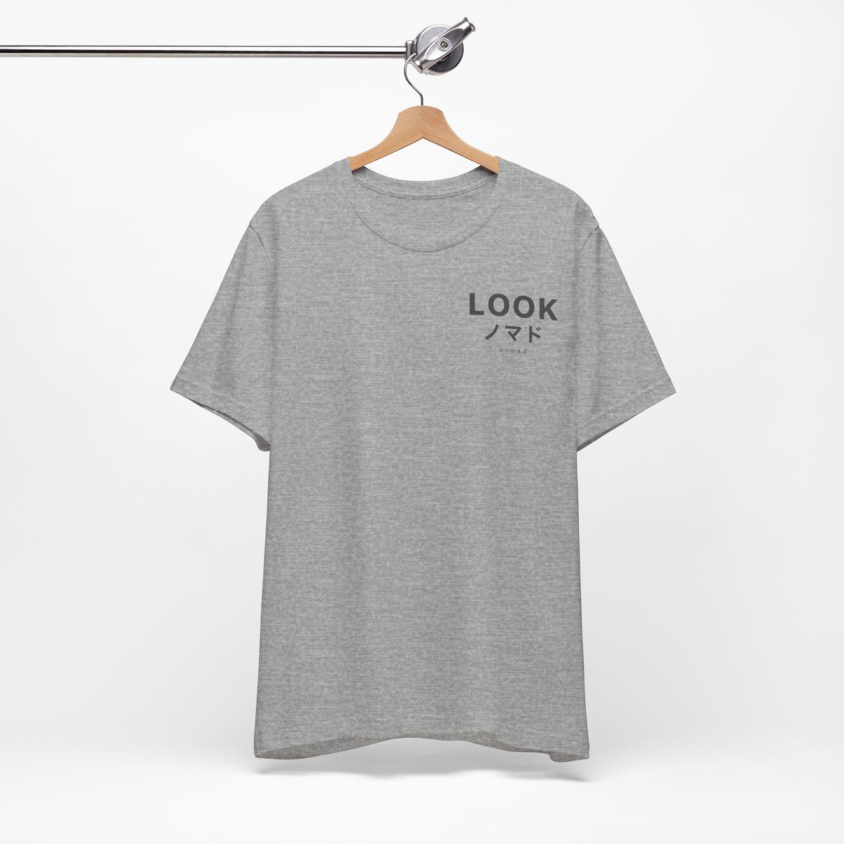 LOOK Graphic Tee — Minimal Japanese Accent Chest Print