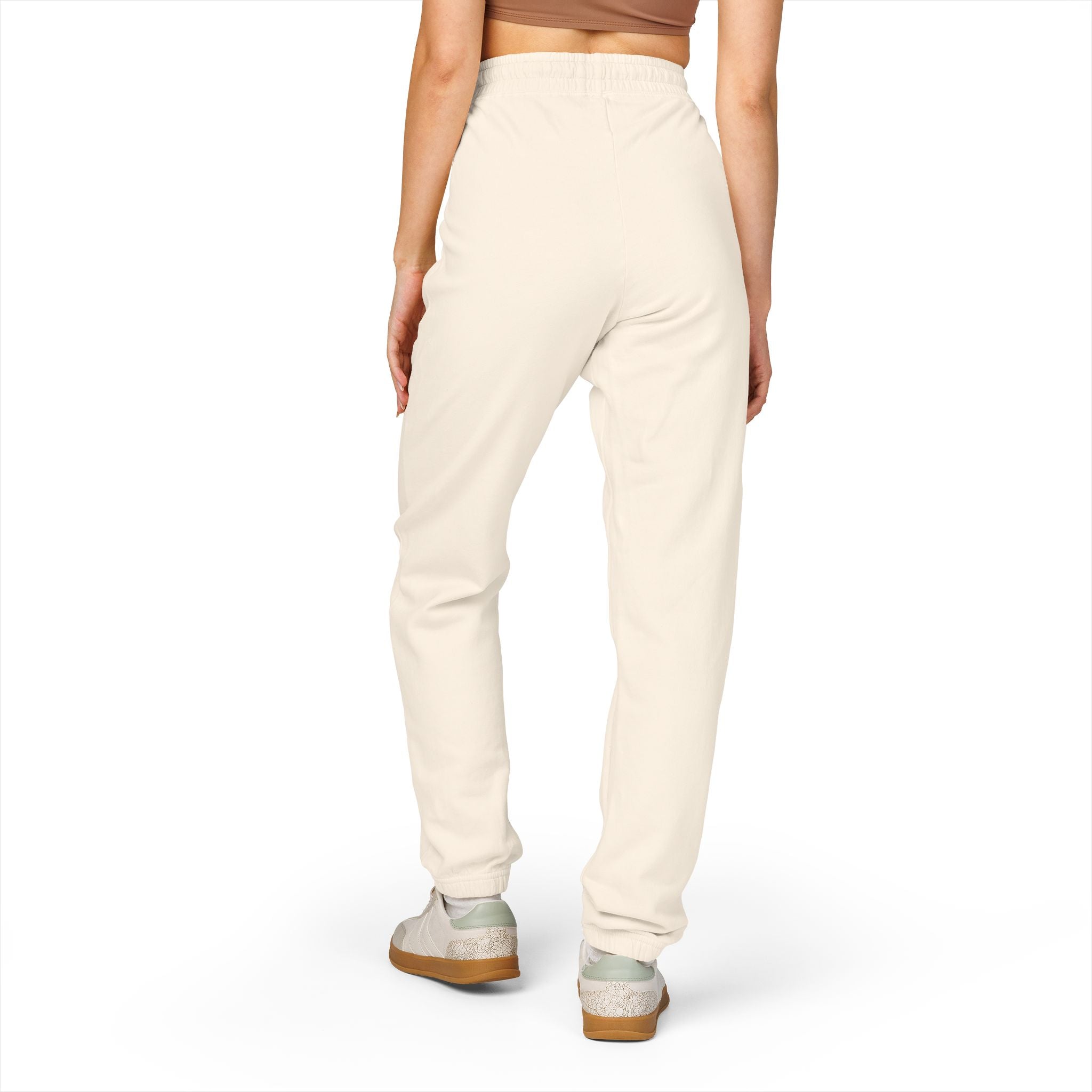 UNISEX LOOKNOMAD - Charcoal/White Garment-Dyed Fleece Sweatpants — Minimal Side Patch Lounge Joggers
