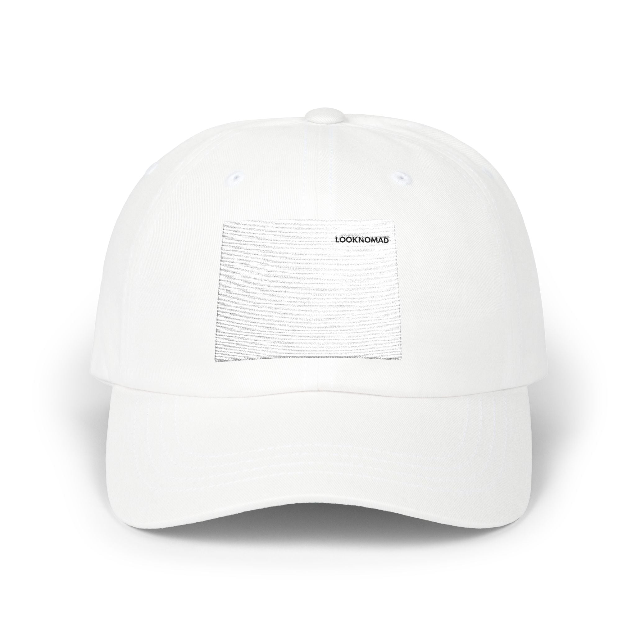 Nomad Cap — Minimal Black Embroidered Patch Hat