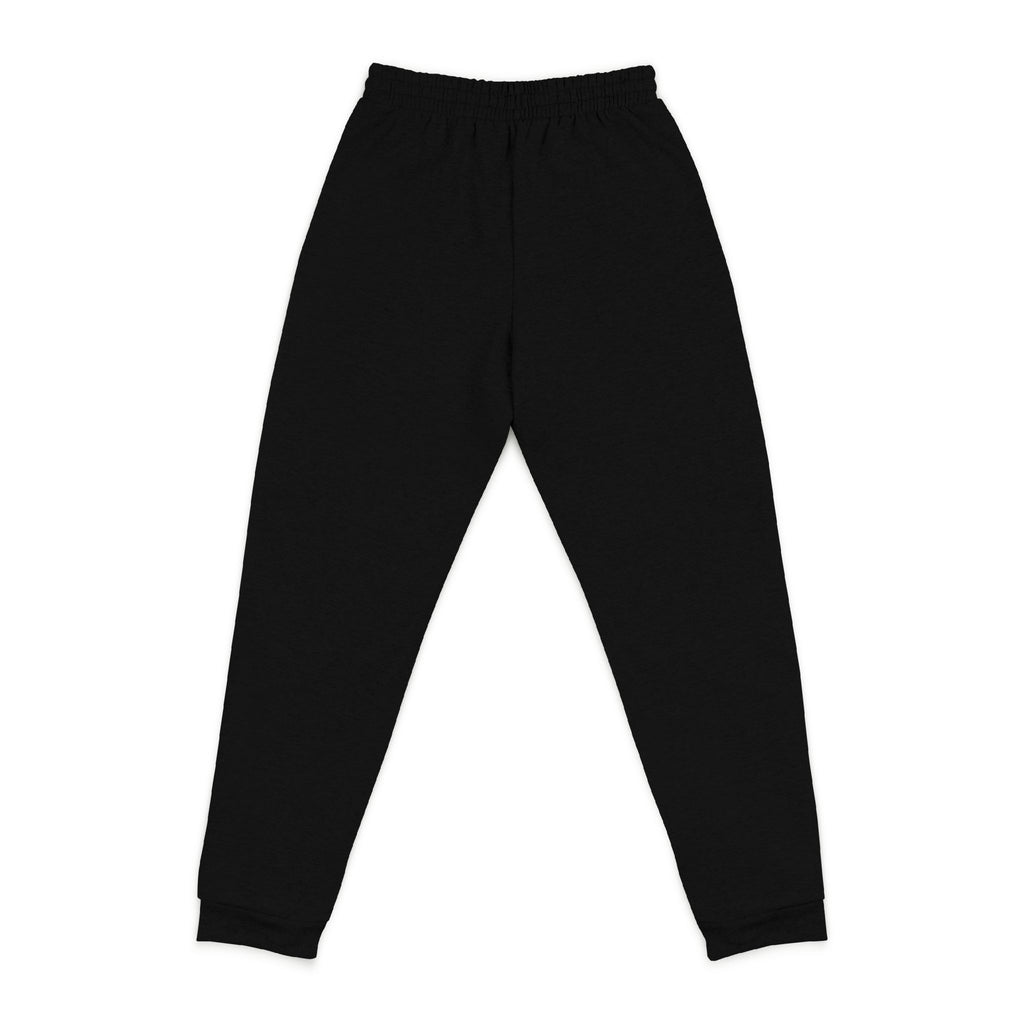 Embroidered Cross Joggers — Black Casual Sweatpants with Subtle Script Accent