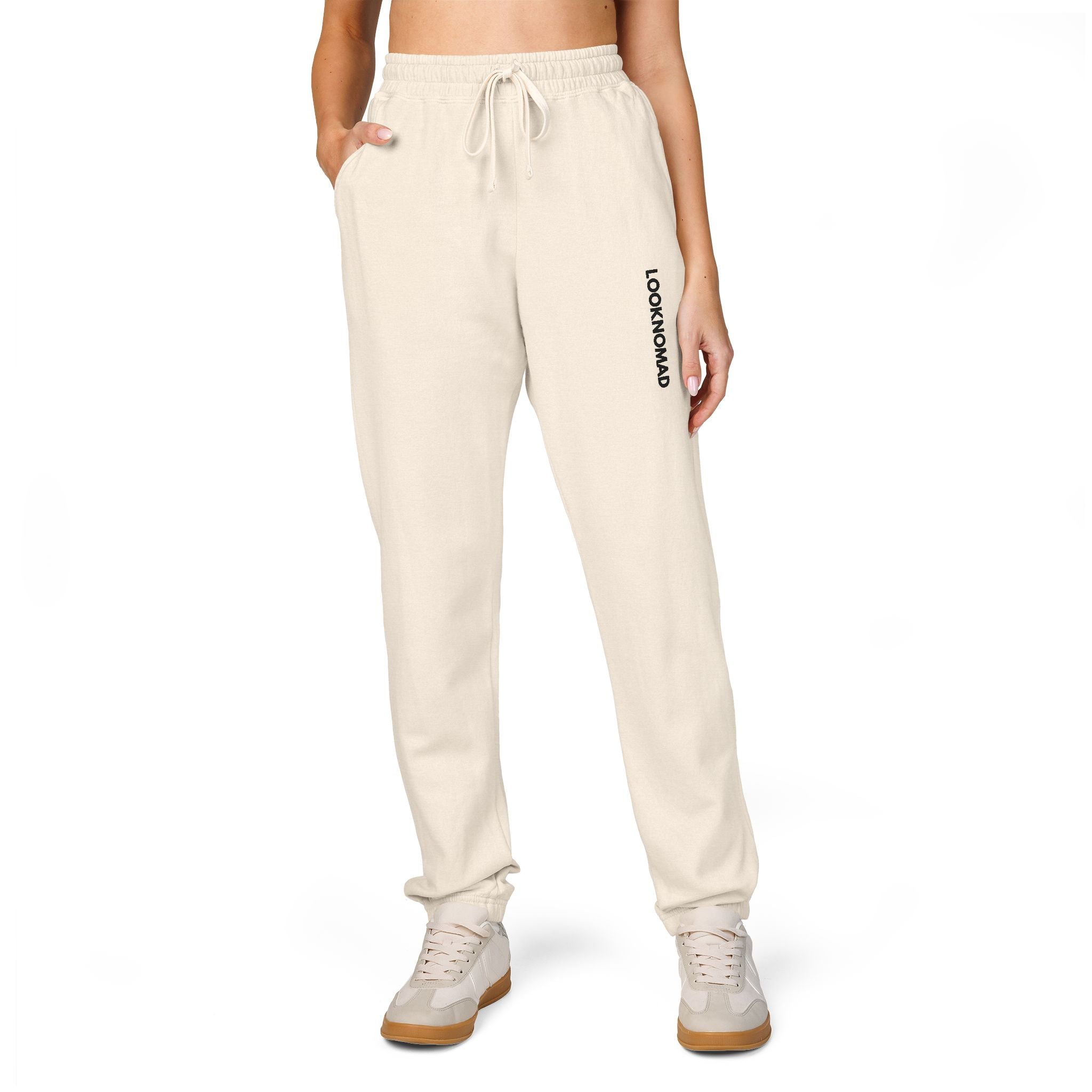 Garment-Dyed Fleece Sweatpants — Relaxed Joggers with Side Script