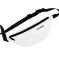 Minimal White Fanny Pack — Slim Travel Waist Bag with 'LOOKNOMAD' Logo