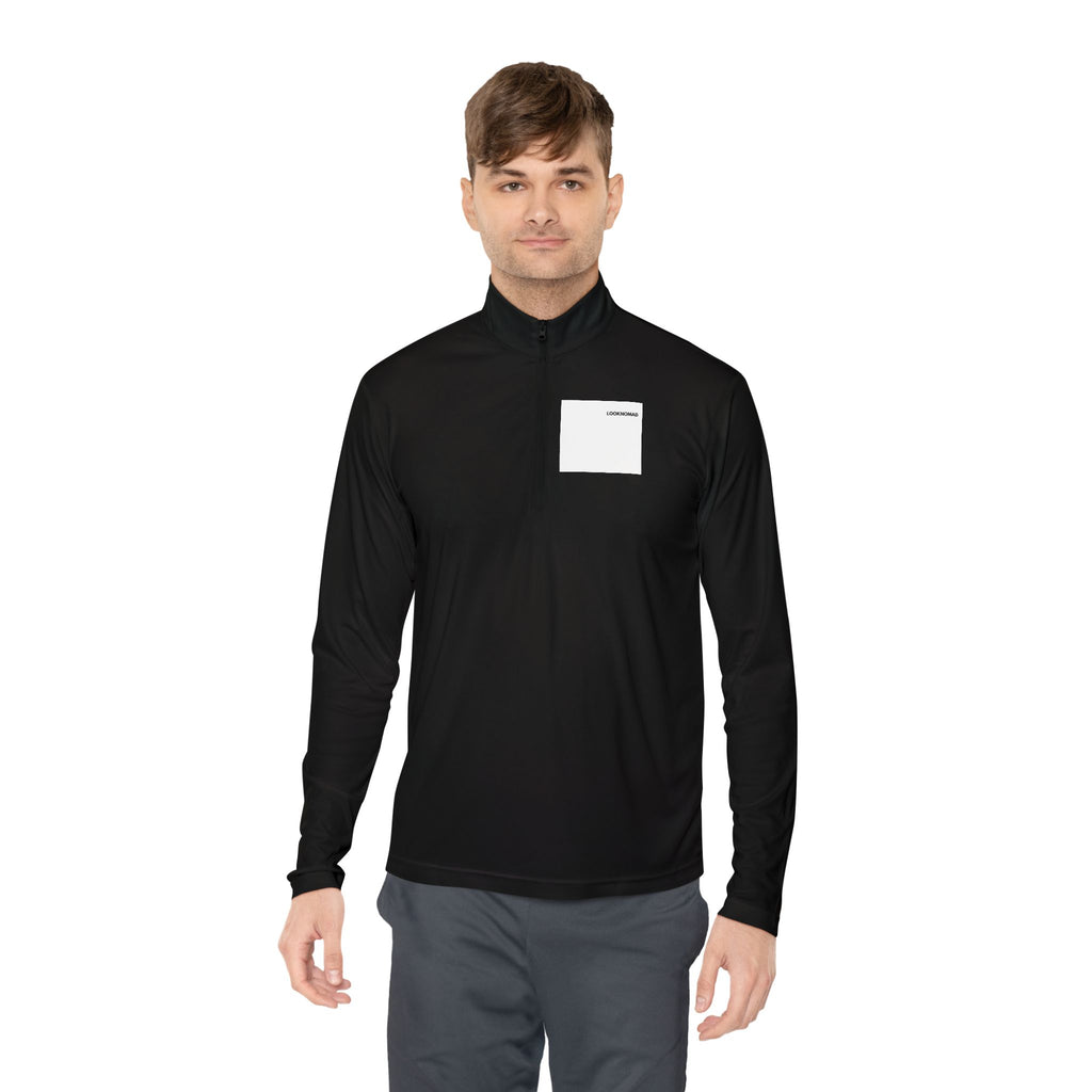 Quarter-Zip Pullover — Minimal Back Print “CHECKOUT: 10:00 AM” Casual Pullover