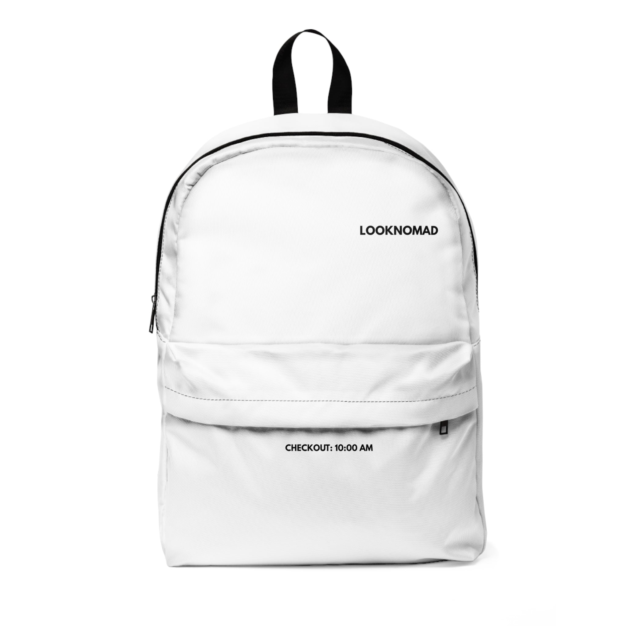 Minimal White 'LOOKNOMAD' Backpack — Classic Everyday Travel Backpack