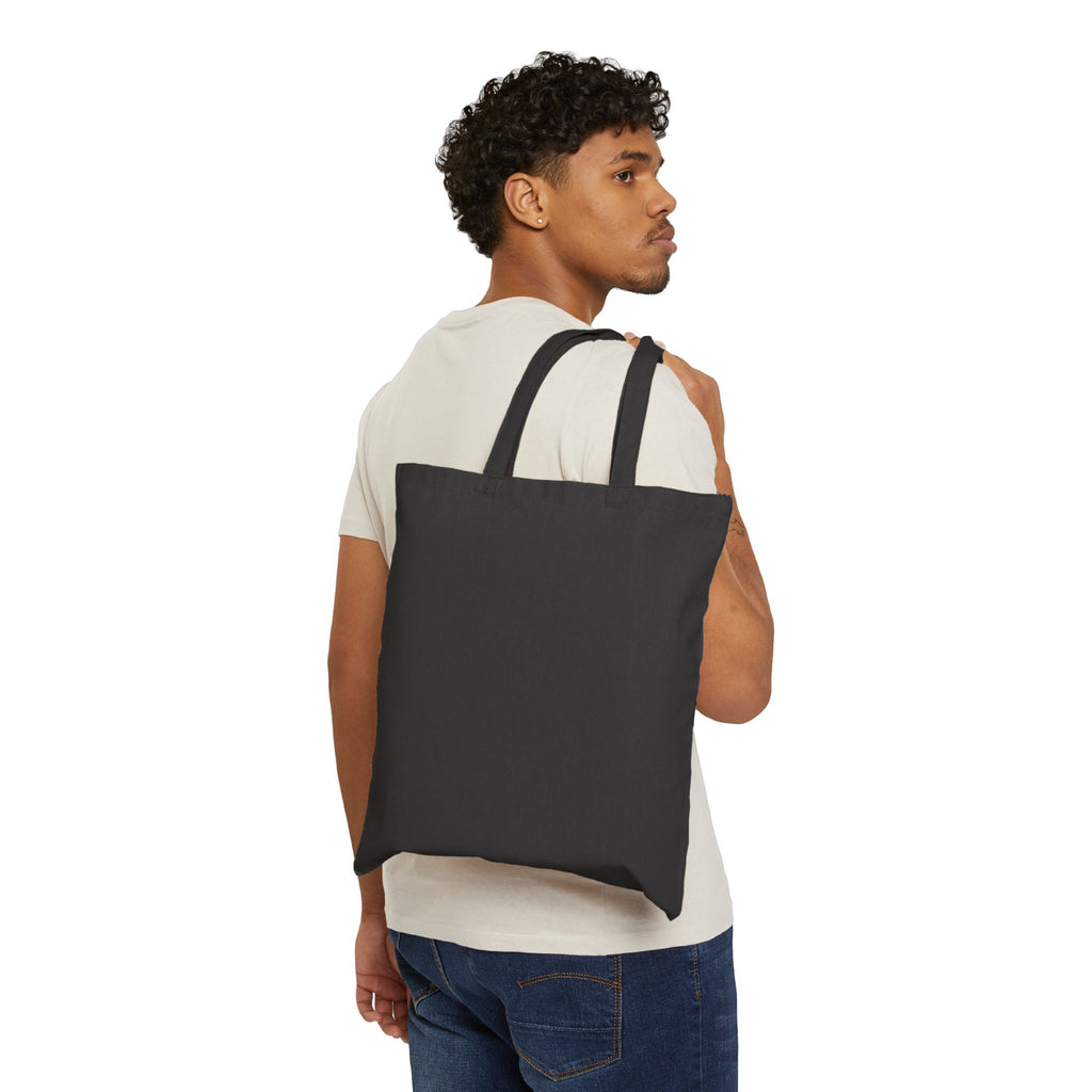 Canvas Tote Bag — Minimalist White Square Design with 'LOOKINGMAD' Accent