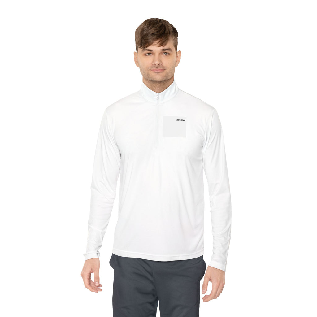 Quarter-Zip Pullover — Minimal Back Print “CHECKOUT: 10:00 AM” Casual Pullover