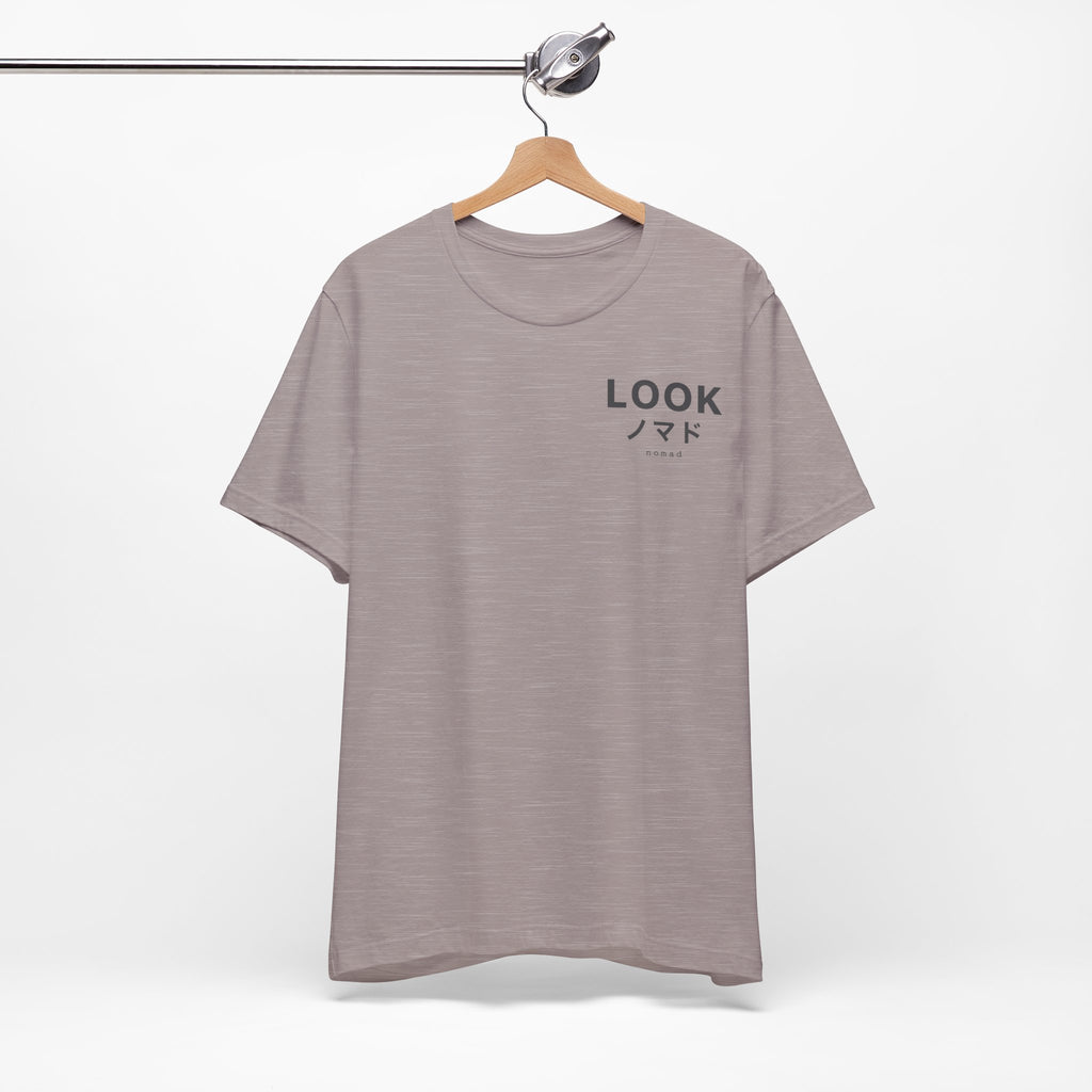 LOOK Graphic Tee — Minimal Japanese Accent Chest Print