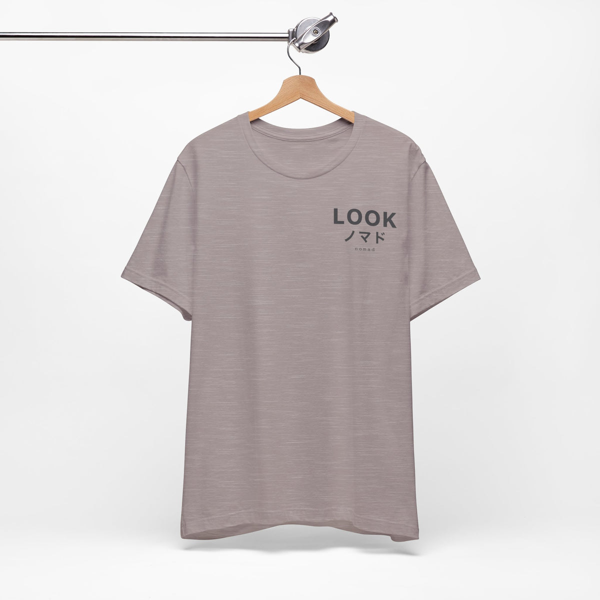 LOOK Graphic Tee — Minimal Japanese Accent Chest Print