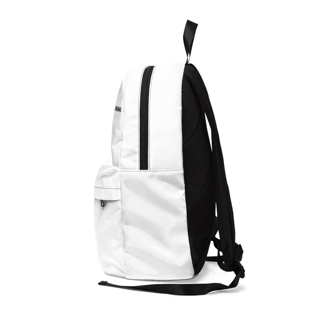 Minimal White 'LOOKNOMAD' Backpack — Classic Everyday Travel Backpack