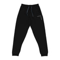 Embroidered Cross Joggers — Black Casual Sweatpants with Subtle Script Accent